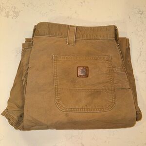 Carhartt Canvas Work Pants Mens Khaki Beige Dungaree Fit Size 42x32 Y2K B151-DKH